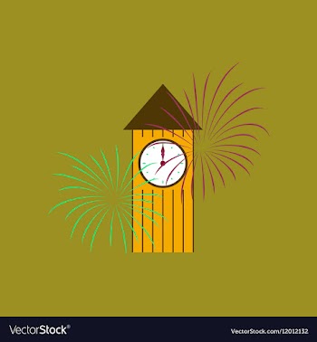 Flat on background of Christmas clock vector image