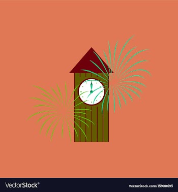 Flat on background of christmas clock vector image
