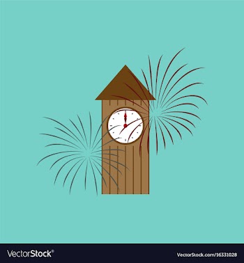 Flat on background of christmas clock vector image