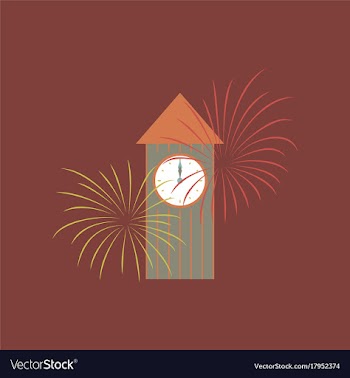 Flat on background of christmas clock vector image