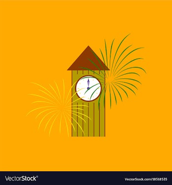 Flat on background of christmas clock vector image