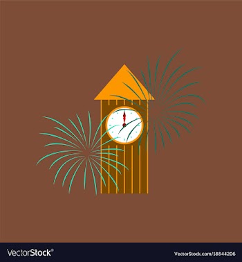 Flat on background of christmas clock vector image