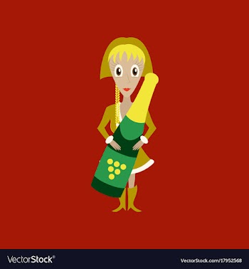 Flat on background of christmas girl champagne vector image