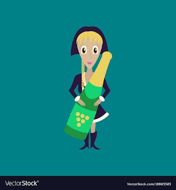 Flat on background of christmas girl champagne vector image