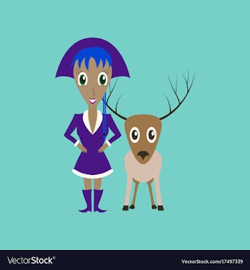 Flat on background of christmas girl deer vector image