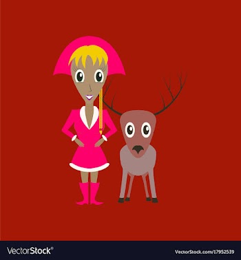 Flat on background of christmas girl deer vector image