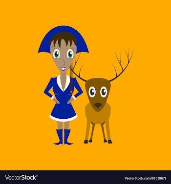 Flat on background of christmas girl deer vector image