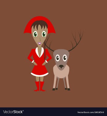 Flat on background of christmas girl deer vector image