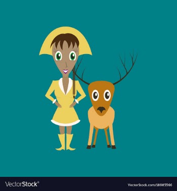 Flat on background of christmas girl deer vector image