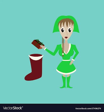 Flat on background of christmas girl gifts vector image