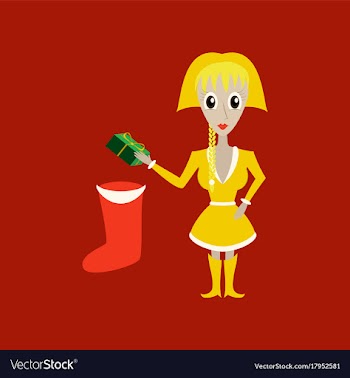 Flat on background of christmas girl gifts vector image