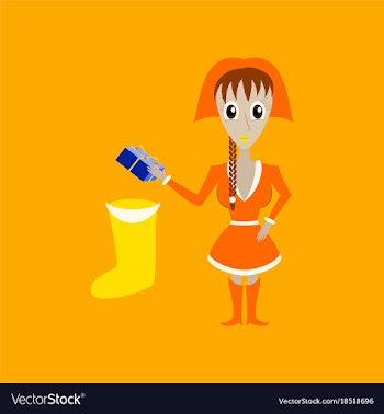 Flat on background of christmas girl gifts vector image