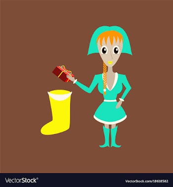 Flat on background of christmas girl gifts vector image