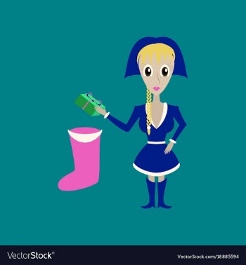 Flat on background of christmas girl gifts vector image