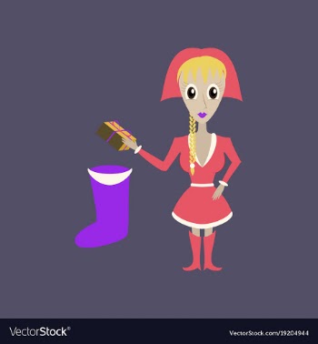 Flat on background of christmas girl gifts vector image