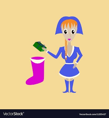 Flat on background of Christmas girl vector image