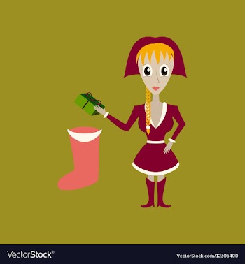 Flat on background of Christmas girl vector image