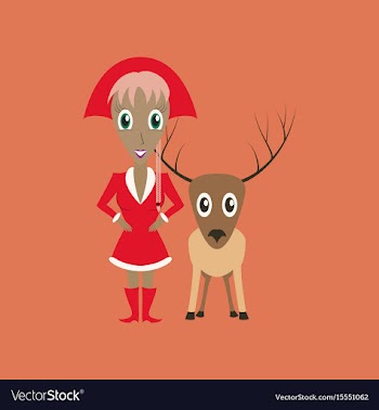 Flat on background of christmas girl vector image