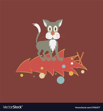 Flat on background of christmas tree cat vector image