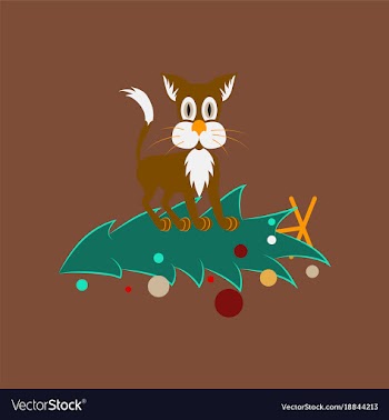 Flat on background of christmas tree cat vector image