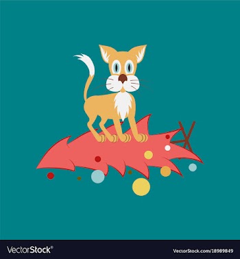 Flat on background of christmas tree cat vector image