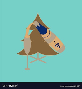 Flat on background of christmas tree champagne vector image