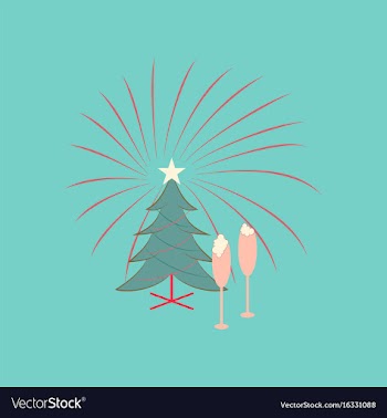 Flat on background of christmas tree champagne vector image
