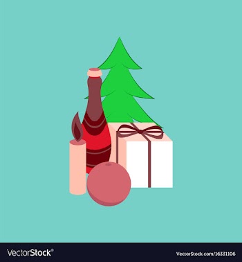 Flat on background of christmas tree champagne vector image
