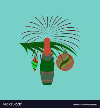 Flat on background of christmas tree champagne vector image