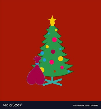 Flat on background of christmas tree gifts vector image