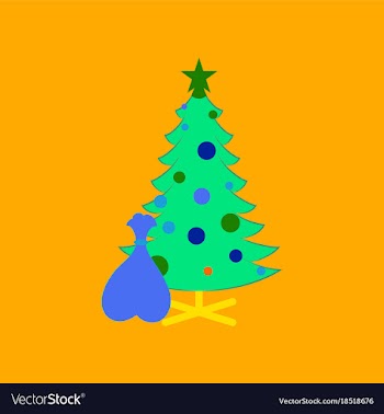 Flat on background of christmas tree gifts vector image