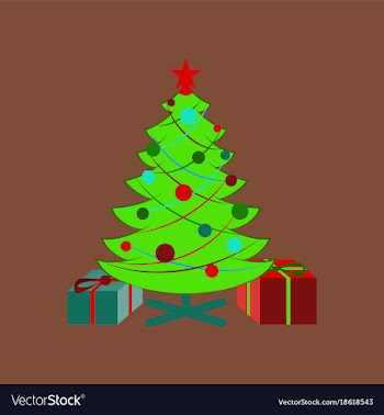 Flat on background of christmas tree gifts vector image