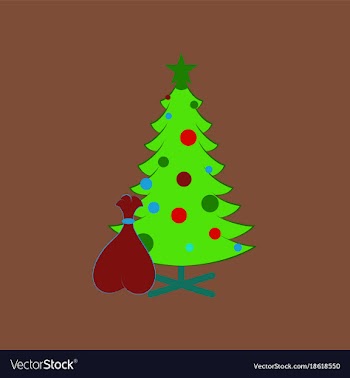 Flat on background of christmas tree gifts vector image