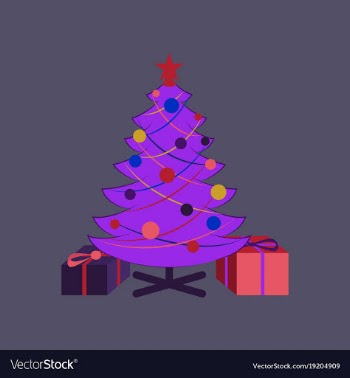 Flat on background of christmas tree gifts vector image