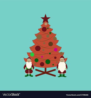 Flat on background of christmas tree santa claus vector image