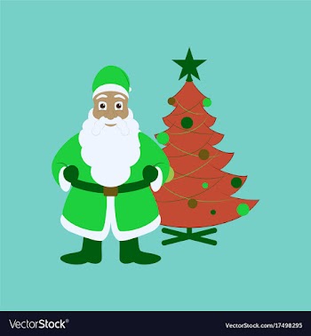 Flat on background of christmas tree santa claus vector image