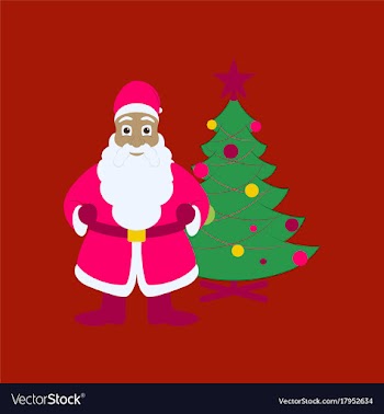 Flat on background of christmas tree santa claus vector image