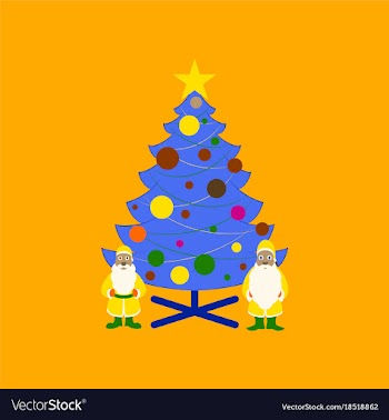 Flat on background of christmas tree santa claus vector image