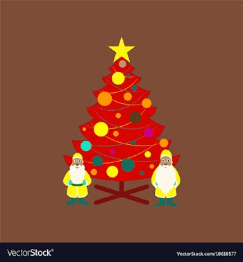 Flat on background of christmas tree santa claus vector image