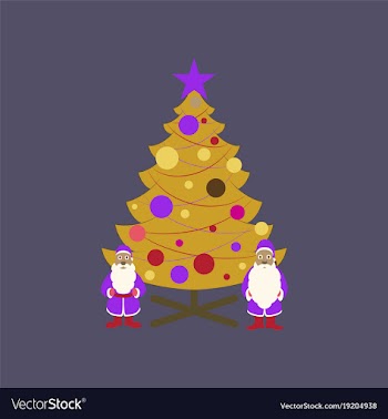 Flat on background of christmas tree santa claus vector image
