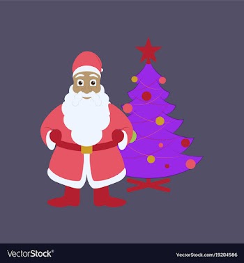 Flat on background of christmas tree santa claus vector image