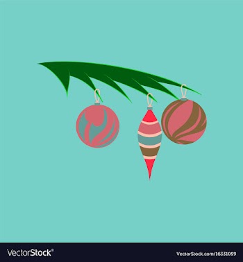 Flat on background of christmas tree toys vector image