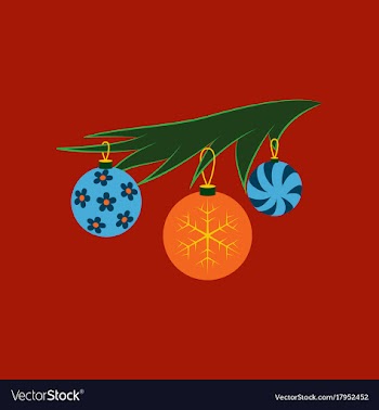 Flat on background of christmas tree toys vector image
