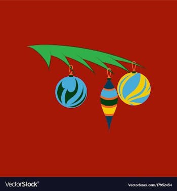 Flat on background of christmas tree toys vector image
