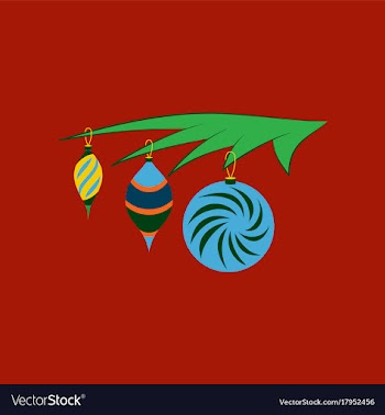 Flat on background of christmas tree toys vector image