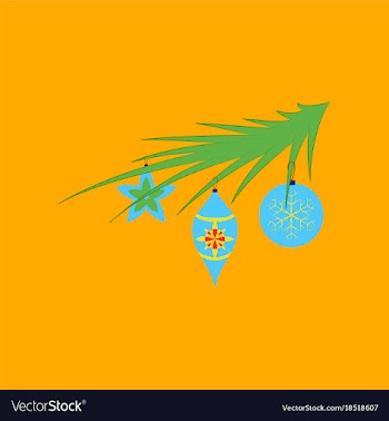 Flat on background of christmas tree toys vector image