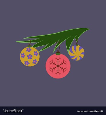 Flat on background of christmas tree toys vector image