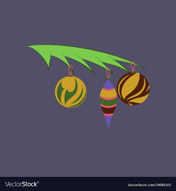 Flat on background of christmas tree toys vector image
