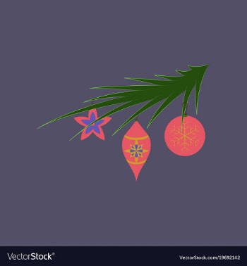 Flat on background of christmas tree toys vector image