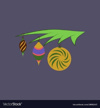 Flat on background of christmas tree toys vector image